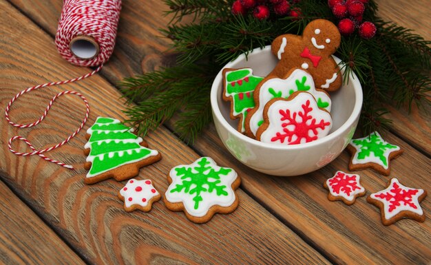 Christmas ginger and honey colorful cookies