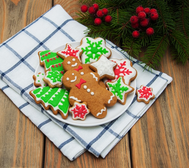 Christmas ginger and honey colorful cookies