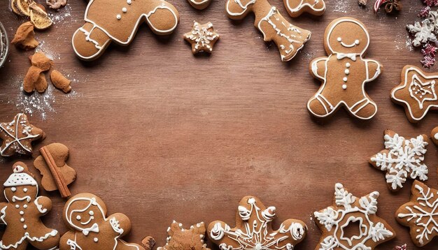Photo christmas gingerbread baking background
