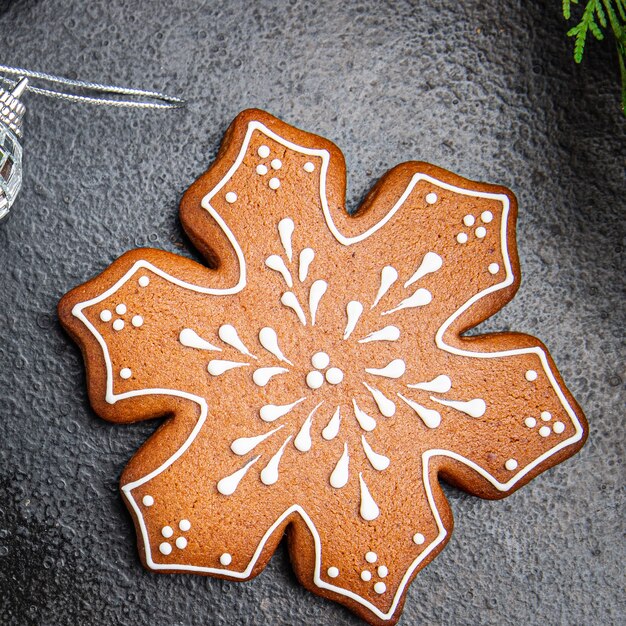 Christmas gingerbread cookies homemade cakes sweet dessert new year copy space food background