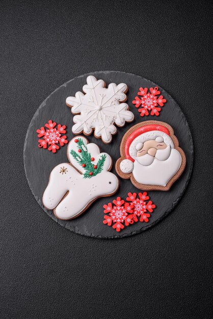 Christmas gingerbread Delicious gingerbread cookies with honey ginger and cinnamon Winter composition