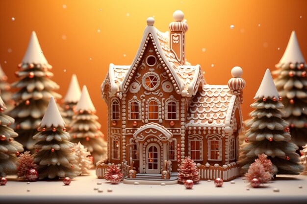 Christmas gingerbread house magical fairy tale castle in snowy winter of sugary dreams