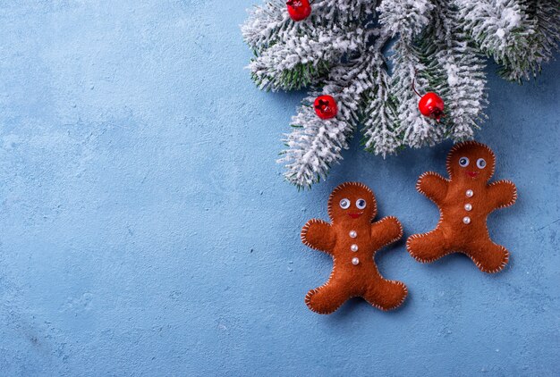 Christmas gingerbread men made of felt