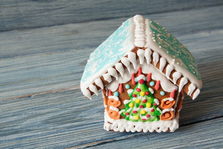 Photo christmas gingerbread on a wooden 