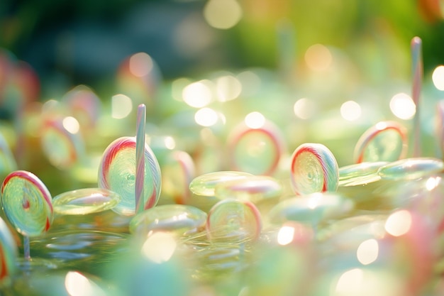 christmas glass candy on sparkling bokeh background