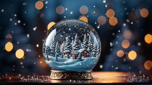 Foto sfondio di globo di vetro di natale con neve fotorealista