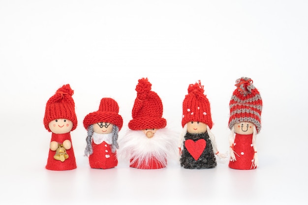 Christmas gnome family isolated on white 