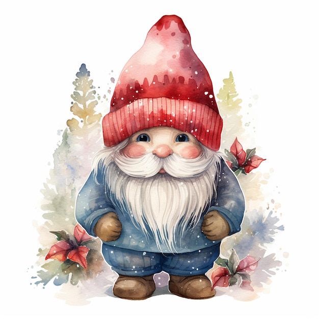 A Christmas Gnome themed full color knitted painting texture Perfect for nursery art and childre