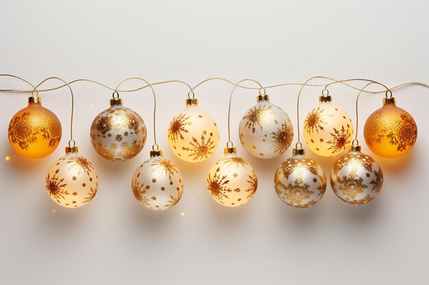 Christmas gold and white balls on a white background 3d rendering