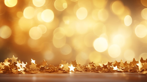 Photo christmas golden abstract background with beautiful bokeh