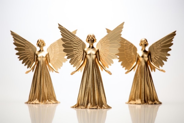 Christmas golden angels on white background