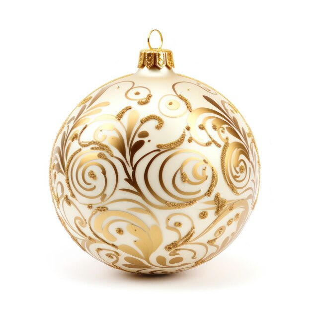 Christmas golden ball isolated on white background close up