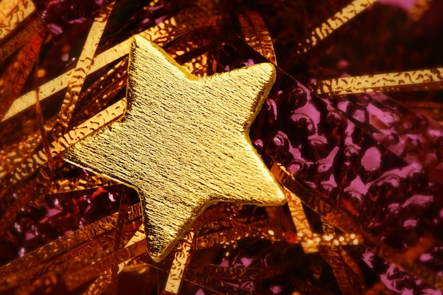 Christmas golden decoration with gold star