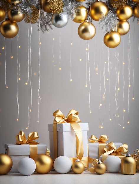 Christmas golden gift box