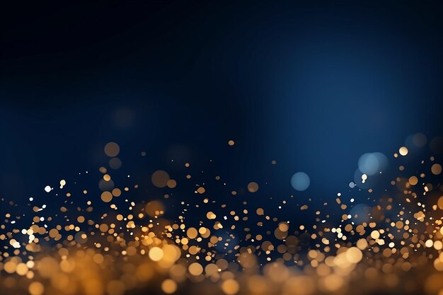 Photo christmas golden light on a navy blue background with dark blue and gold particle aigenerated