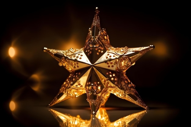 Christmas Golden Star In Shiny Nightgenerative ai