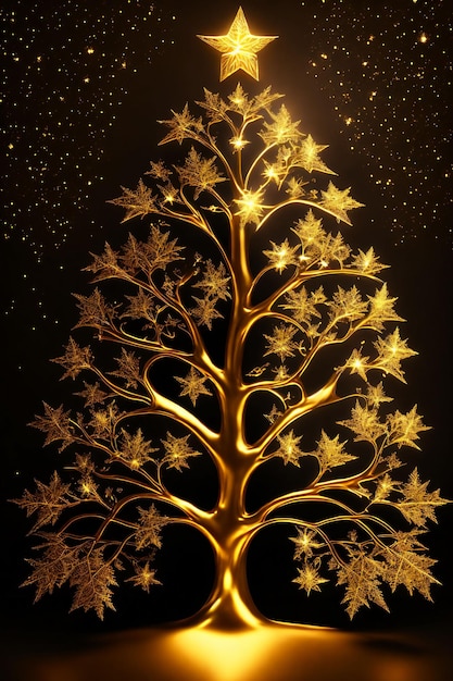 Photo christmas golden tree