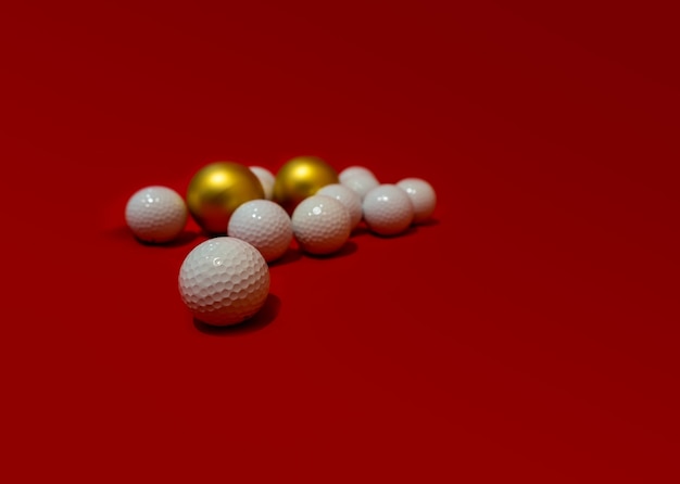 Christmas golf composition with gold balls from the Christmas tree Adapt for Christmas messages