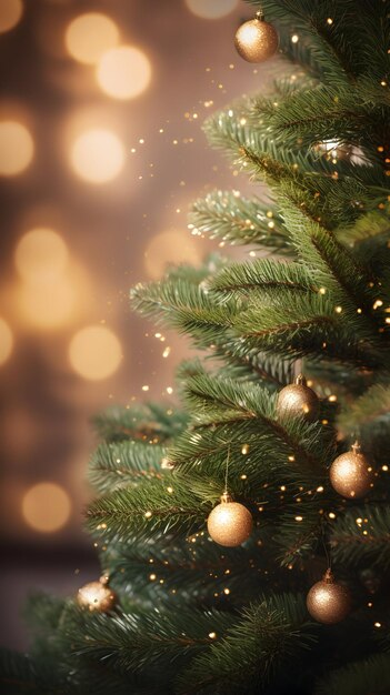 Christmas green spruce tree AI generated image