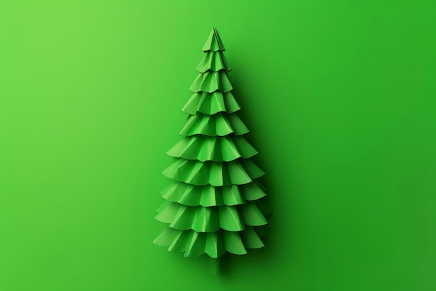 Зелёная бумага на рождественской елке на фоне Зимнее искусство листья оригами Создать Ай