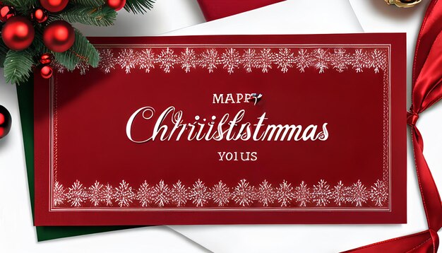 Christmas greeting beautifull card with best decorative red ornaments