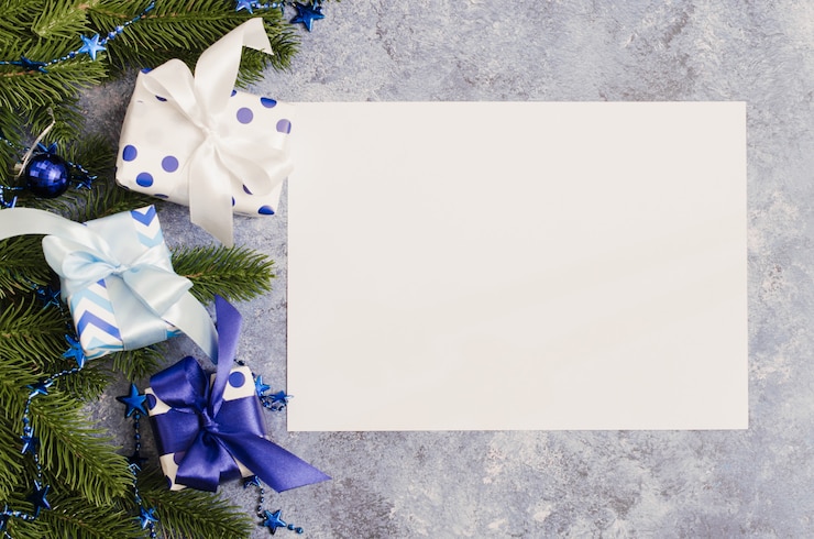 Photo グリーティングカードやサンタの青い色の手紙のクリスマス。