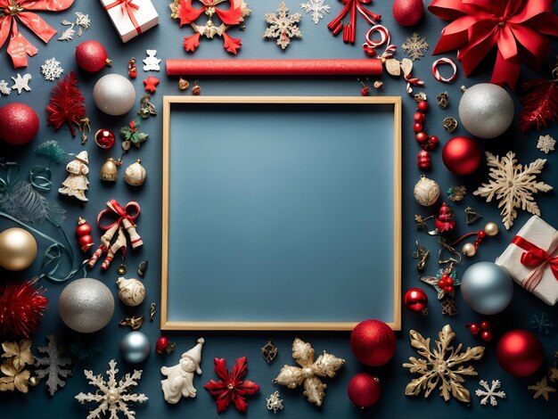 Christmas greeting card poster banner template with square frame