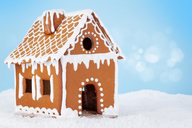 Christmas greeting card with gingerbread house