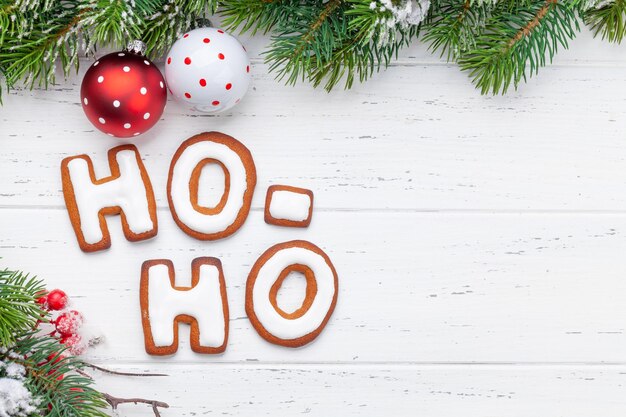 自家製ジンジャーブレッドのクリスマス グリーティング カード HO HO HO