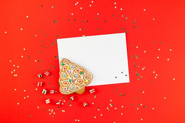 Christmas greeting postcard  with glitter