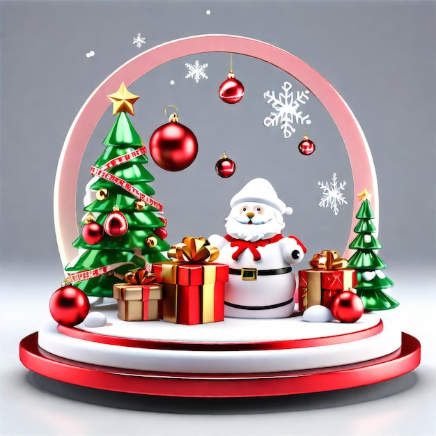 Рождественское поздравление с красным Санта и снеговиком на рождественском фоне