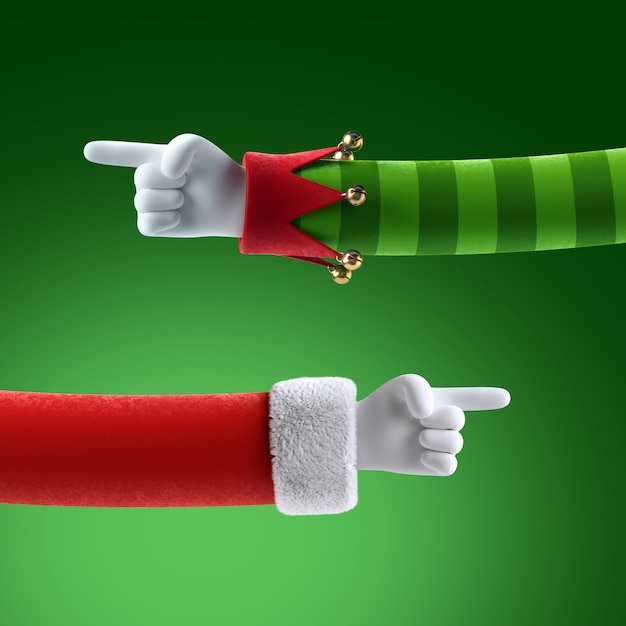 Clipart di gesti delle mani di natale isolati su sfondo verde