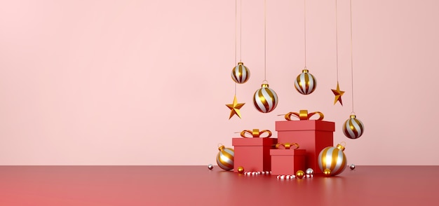 Christmas and happy new year background 3d illustration