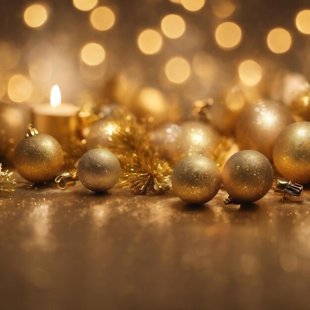 Photo christmas and happy new year blurred golden bokeh background