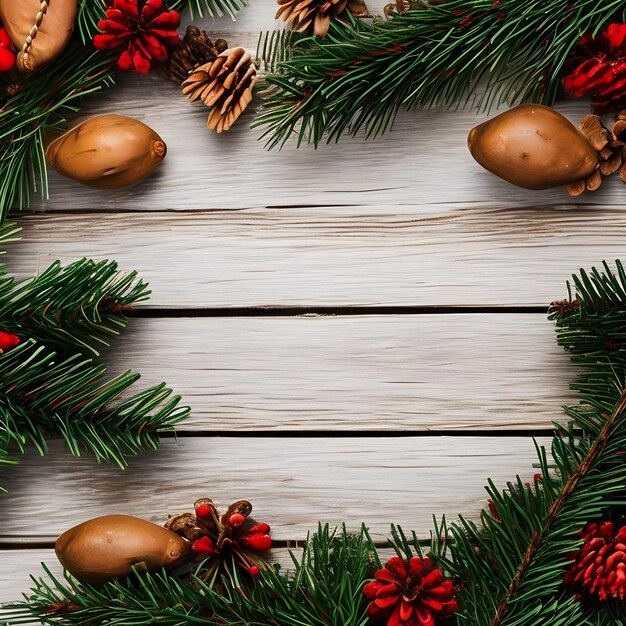 Christmas and happy new year decorations on wooden background