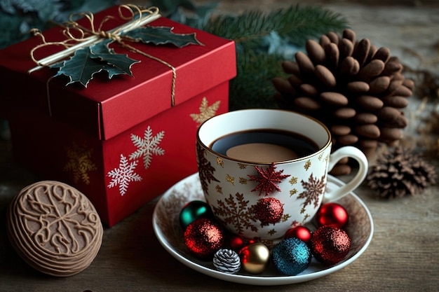クリスマスと新年あけましておめでとうございますのアイデア ホリデー コーヒー