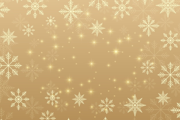 christmas and happy new years background with golden snowflakes, illustration.
