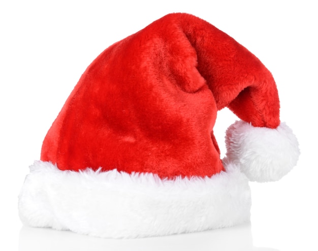 白い表面に分離されたクリスマス帽子