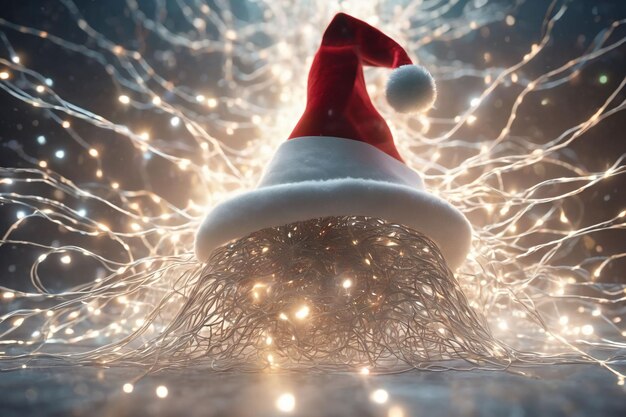 Photo christmas hat with electrifying rays xmas background