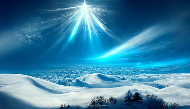 Sfondo del cielo blu hd di natale bella illustrazione stagionale dell'opera d'arte e sfondo dello spazio della copia