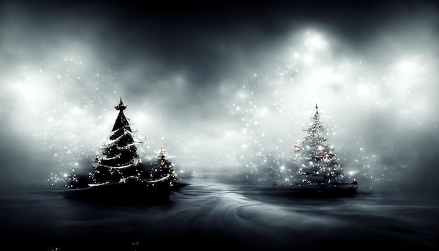 Christmas HD Wallpaper Dark vintage lights background defocused and copy space background