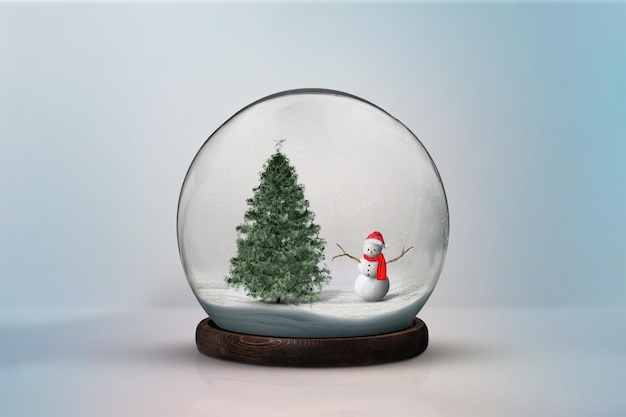 Christmas Holiday background in a snowball Snowball with christmas on a simple white background