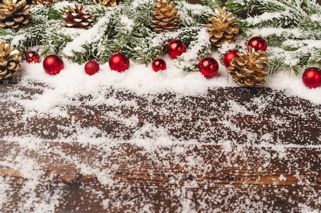 Christmas holiday background with snow copy space