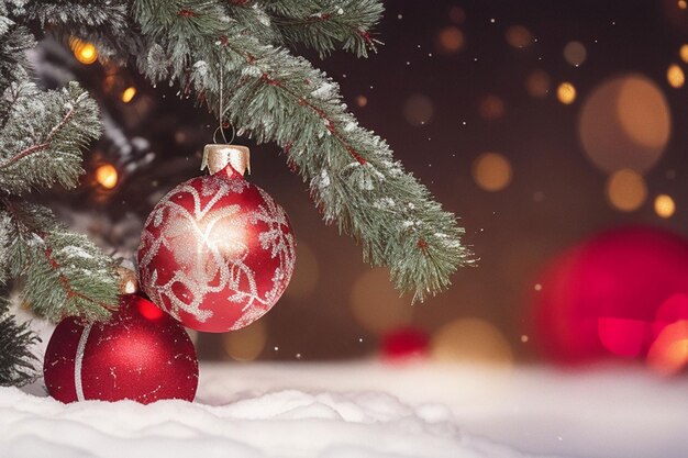 Christmas holiday banner tree bokeh background