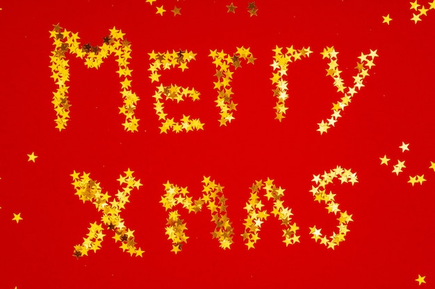 Christmas holiday decoration on bright red background