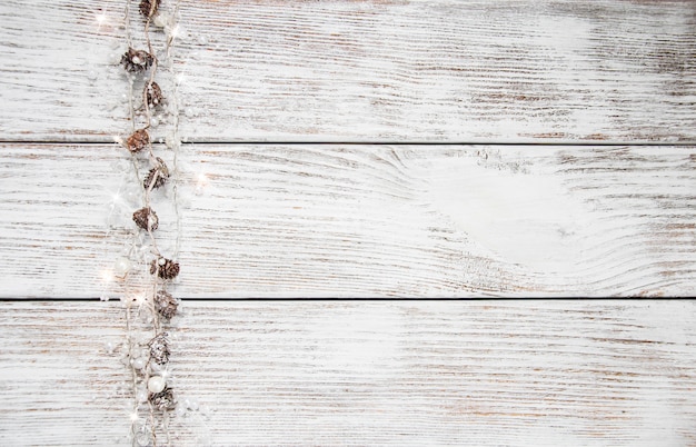 Christmas holiday decoration on white wooden background