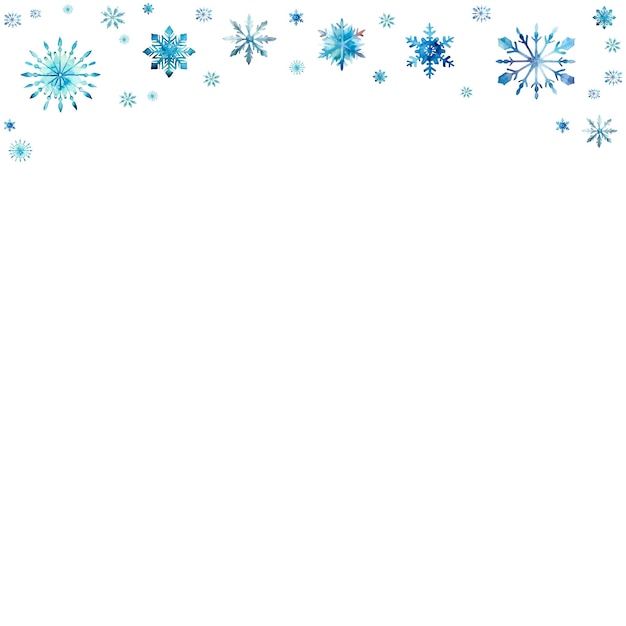 Christmas holiday frame with snowfall snowflakes Watercolor winter illustration on white background