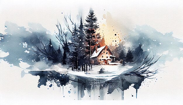 Christmas holiday watercolor background Ai generated