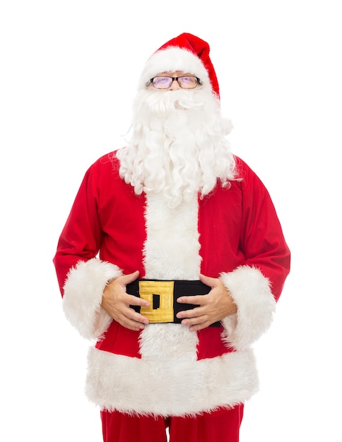 christmas, holidays and people concept - man in costume of santa claus