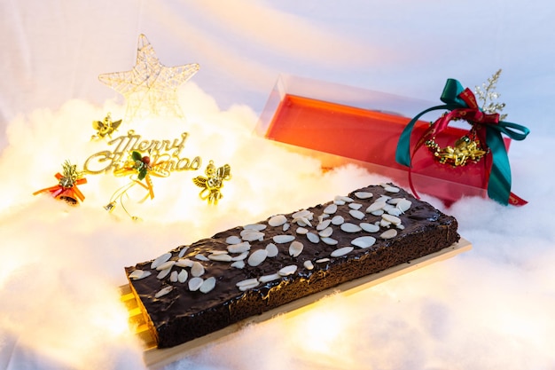 Christmas home baked almond cake with exclusive box